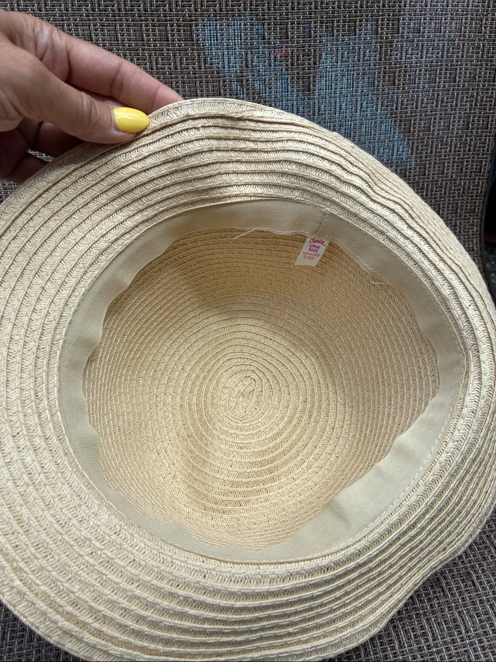 Justice Girls Beige Straw Hat with Neon Tassels